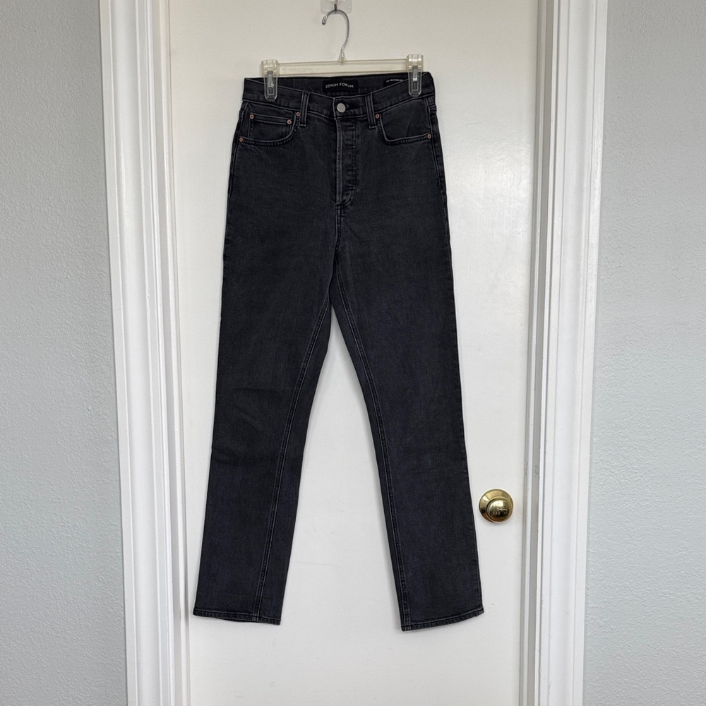 Denim Forum washed black are high rise straight jeans